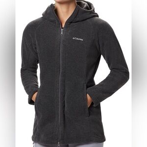 Benton Springs II Long Hooded Fleece Jacket - Rich Wine Color - Size Small